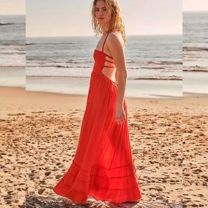 Free People Extratropical Maxi Dress Persimmon
